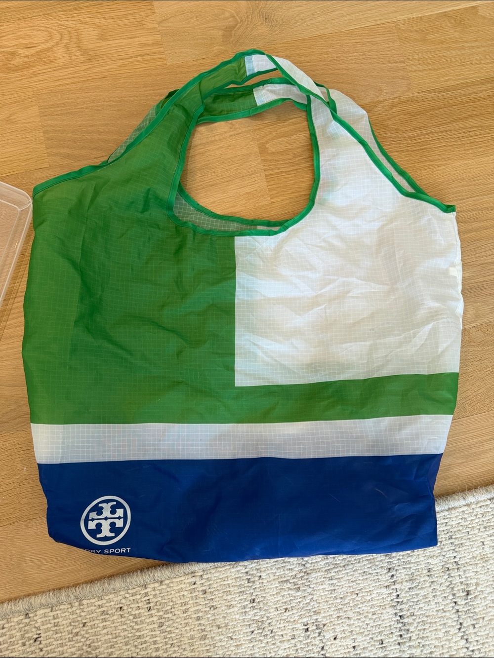 Tory Sport Green, White & Blue Colorblock Reusable Tote